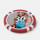 30th birthday add name date year white photo ポーカーチップ (シングル)