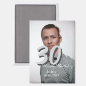 30th birthday add name date year white photo マグネット (正面/裏面)