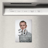 30th birthday add name date year white photo マグネット (インサイチュ (食洗機))