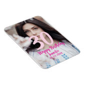 30th birthday add name date year white photo マグネット (右側)