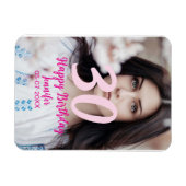 30th birthday add name date year white photo マグネット (横)