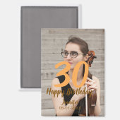 30th birthday add name date year white photo マグネット (正面/裏面)