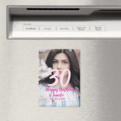 30th birthday add name date year white photo マグネット (インサイチュ (食洗機))