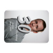 30th birthday add name date year white photo マグネット (横)