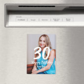30th birthday add name date year white photo マグネット (インサイチュ (食洗機))