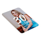 30th birthday add name date year white photo マグネット (右側)