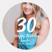 30th birthday add name date year white photo