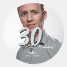 30th birthday add name date year white photo