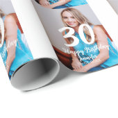 30th birthday add name date year white photo ラッピングペーパー (ロールコーナー)