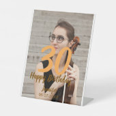 30th birthday add name date year white photo 台座サイン (正面)