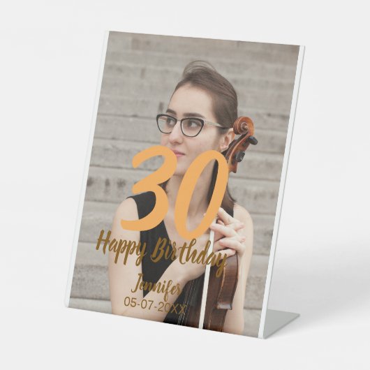 30th birthday add name date year white photo 台座サイン (正面)