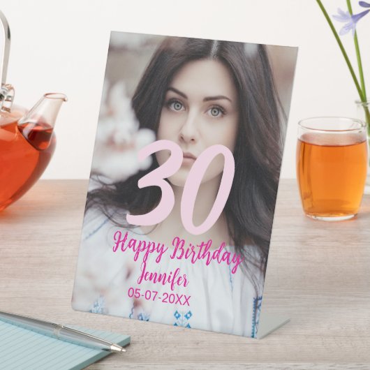 30th birthday add name date year white photo 台座サイン (インサイチュ)