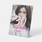 30th birthday add name date year white photo 台座サイン (正面)