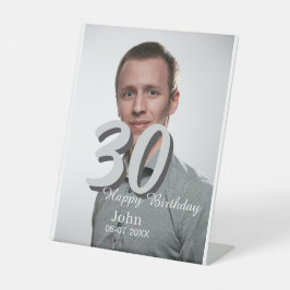 30th birthday add name date year white photo 台座サイン