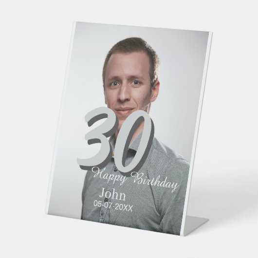 30th birthday add name date year white photo 台座サイン (正面)