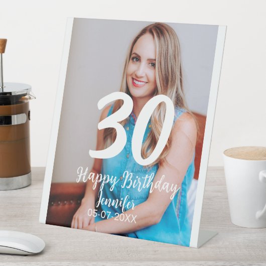 30th birthday add name date year white photo 台座サイン (インサイチュ)