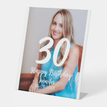 30th birthday add name date year white photo
