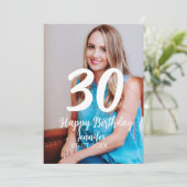 30th birthday add name date year white photo 招待状 (スタンド正面)