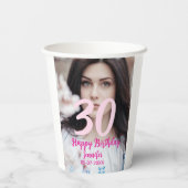 30th birthday add name date year white photo 紙コップ (裏面)