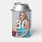 30th birthday add name date year white photo 缶クーラー (缶裏面)