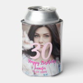 30th birthday add name date year white photo 缶クーラー (缶正面)