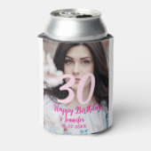 30th birthday add name date year white photo 缶クーラー (缶裏面)