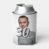 30th birthday add name date year white photo 缶クーラー (缶正面)