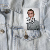 30th birthday add name date year white photo 缶バッジ (インサイチュ)