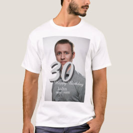 30th birthday add name date year white photo tシャツ