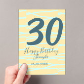 30th birthday add name date year yellow blue paste アクリル招待状 (インサイチュ (ポータブル))