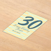 30th birthday add name date year yellow blue paste アクリル招待状 (レイダウン)