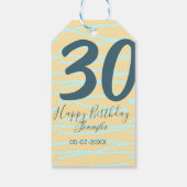 30th birthday add name date year yellow blue paste ギフトタグ (裏面)