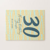 30th birthday add name date year yellow blue paste ジグソーパズル (横)