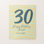 30th birthday add name date year yellow blue paste ジグソーパズル (縦)