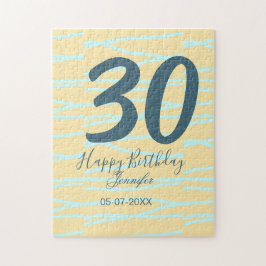 30th birthday add name date year yellow blue paste ジグソーパズル