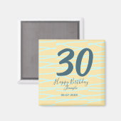 30th birthday add name date year yellow blue paste マグネット (正面/裏面)