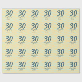 30th birthday add name date year yellow blue paste ラッピングペーパー