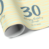 30th birthday add name date year yellow blue paste ラッピングペーパー (ロールコーナー)