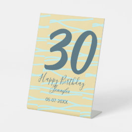 30th birthday add name date year yellow blue paste 台座サイン