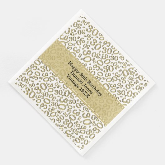 30th Birthday Age Number Pattern Gold/White (コーナー)