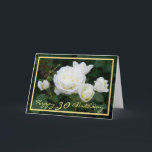 30th Birthday Amanda White Rosesモダン金ゴールド枠 カード<br><div class="desc">カーシブな台本/タイポグラフィ(バージョン2、花のイメージの上に金色の枠が付いたエレガント)を持つ、カスタマイズ可能なこの高級な白いバラのバースデーカードで、誰かのハッピーバースデーをお願いします。 「パーソナライズ」で、名前と年数を簡単に変更クリックできます。年はもし1桁の数独身の値です。数値のサイズを少し大きくして、デザインに適合させることができます(これを後クリックで行うこともでカスタマイズきます)。 名前に忘れ署名したり、希望の文字を変もし更したりしないでください。前面の写真を自分の画像に置き換えることで、このカードをさらにカードにカスタマイズすることもできます。

前面は、蕾の4本の白いバラに囲まれた開花の美しい白いバラを示している。前面の文字は30番で、ハッピーバースデーの挨拶と「To Amanda」という文字が入っています読。「ハッピーバースデー!おもしろい、美しい、そして愛で満ちた、そして何年も前の素晴らしい日を過ごせますように。愛と抱き締め、[あなたの名前]」</div>