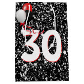 30th Birthday Balloons on Blackグリッター ミディアムペーパーバッグ (正面)