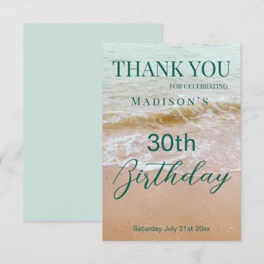 30th Birthday Beach Party  サンキューカード (正面/裏面)