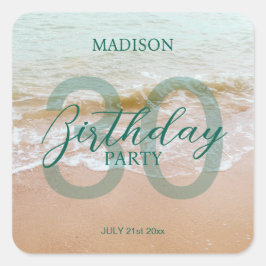 30th Birthday Beach Party スクエアシール