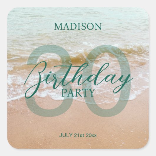 30th Birthday Beach Party スクエアシール (正面)