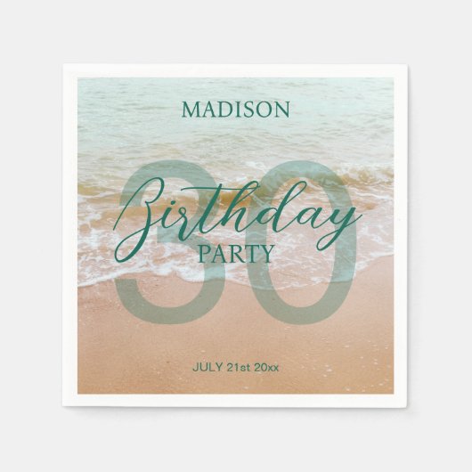 30th Birthday Beach Party スタンダードカクテルナプキン (正面)