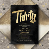 30th Birthday Black金ゴールド 招待状