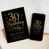 30th Birthday Black Gold 招待状