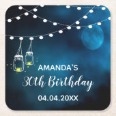 30th birthday blue moon light stringsの名前 スクエアペーパーコースター (正面)