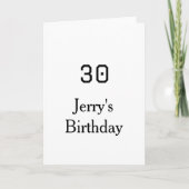 30th birthday bold letter name date simple minimal カード (正面)